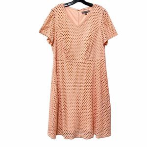 Sharagano Short Sleeve Eyelet Lace Fit & Flare Dress Size 16W